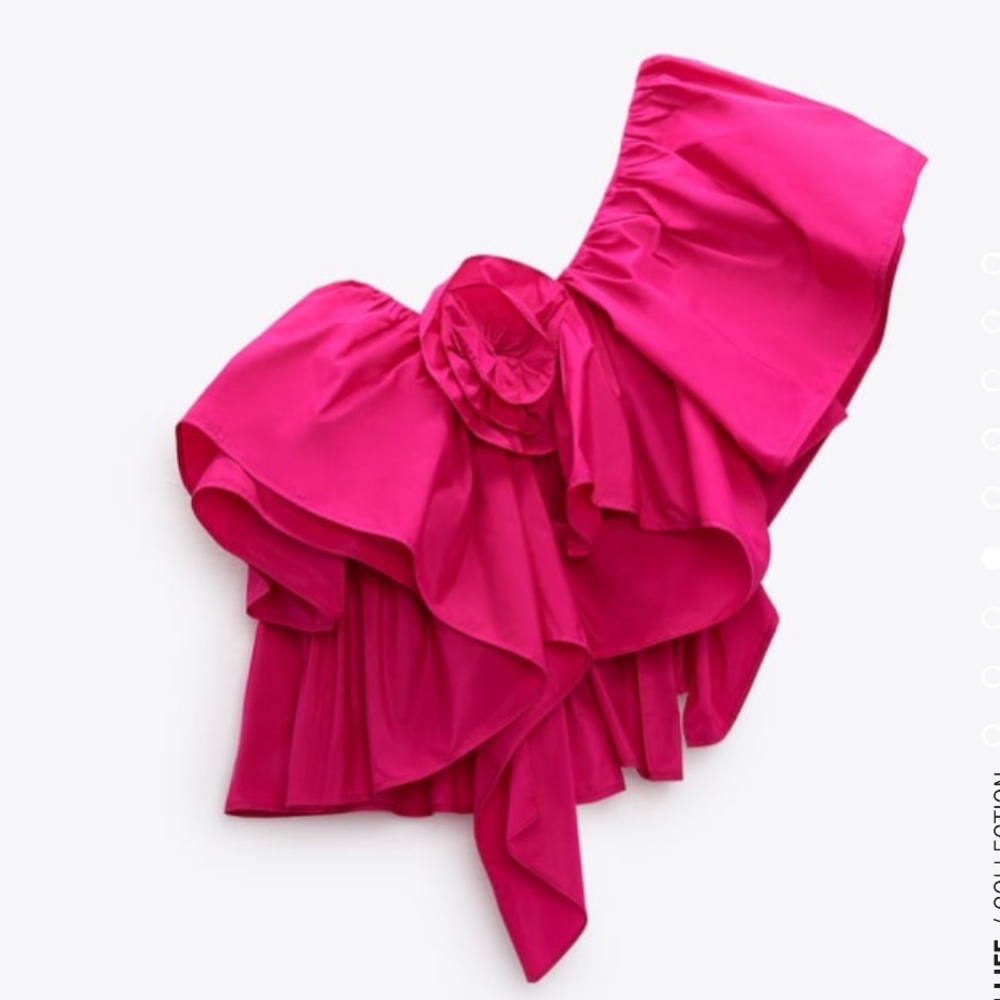 Zara raised rose ruffled asymmetric voluminous top - Picture 10 of 16